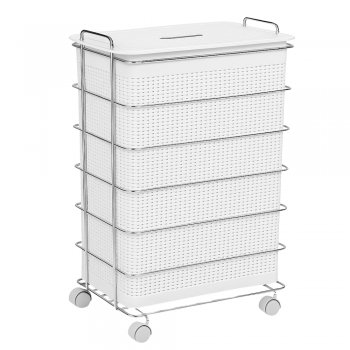 Roupeiro Rattan 50 Litros com Tampa e Aramado com Alça - Branco