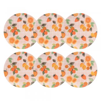 Jogo 6 Pratos Rasos 26cm Unni Piquenique Oxford