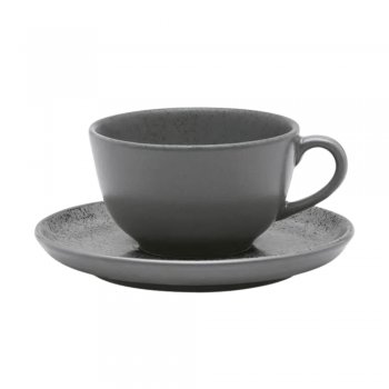 Xícara de Chá 200ml com Pires Flat Gray