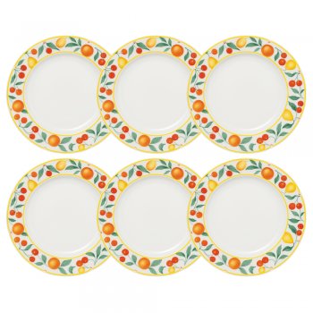 Jogo 6 Pratos Raso 29 cm Flamingo Fruits