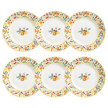 Jogo 6 Pratos Fundo 24 cm Flamingo Fruits