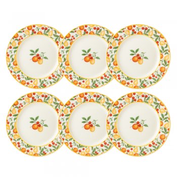 Jogo 6 Pratos de Sobremesa 22 cm Flamingo Fruits