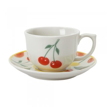 Xícara de Café 100ml com Pires Flamingo Fruits