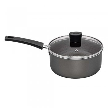 Panela em Alumínio 18 Cm c/ Tampa de Vidro Use+ Cinza