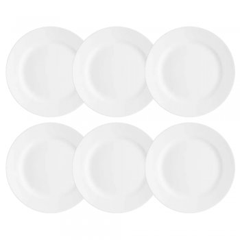 Jogo 6 Pratos de Sobremesa Flamingo White 22 Cm