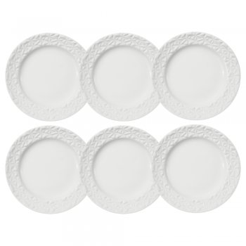 Jogo 6 Pratos Raso 27,5 cm em Porcelana Tales Branco