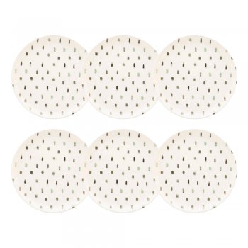 Jogo 6 Pratos de Sobremesa Flat Samambaia