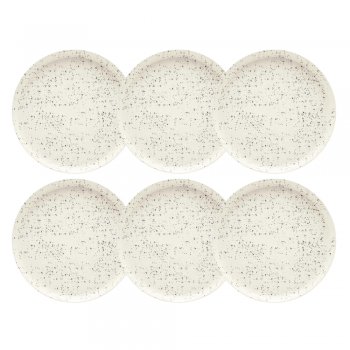 Jogo 6 Pratos de Sobremesa Flat Chuvisco