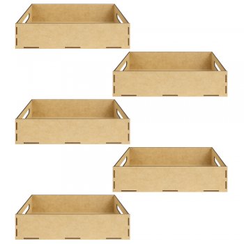 Jogo 5 Caixinhas em MDF Liso com Alça