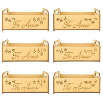 Jogo 6 Caixinhas em MDF com Recorte “Te Amo”